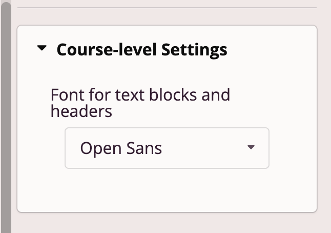 Settings for Entire Course