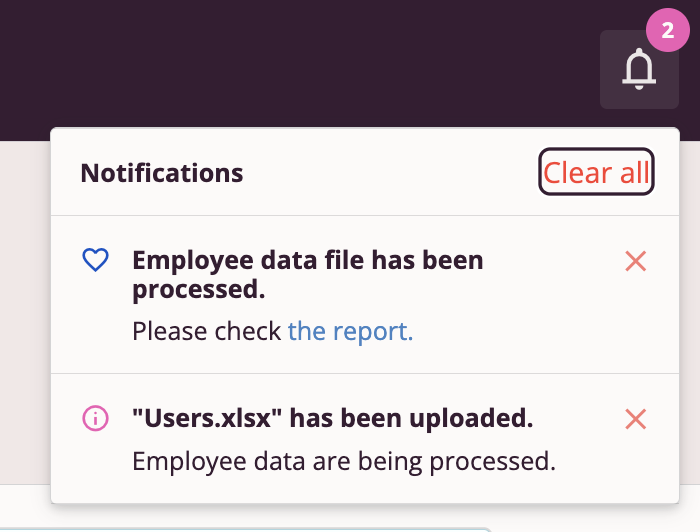 Employee file upload notification