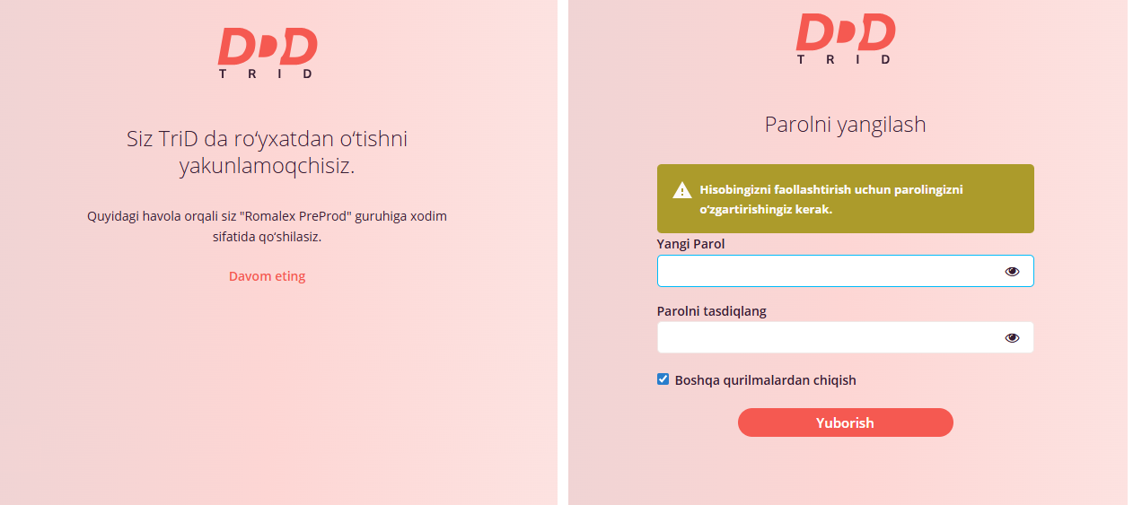 Parolni o'rnatish