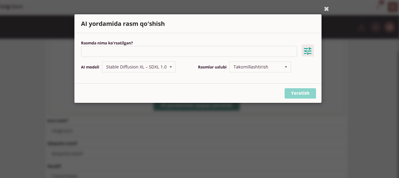 tasvir generatsiya qilish uchun neyron tarmoq
