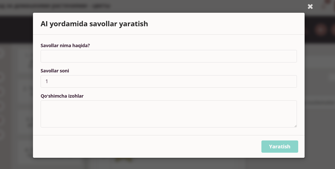 SI savollari bloki sozlamalari