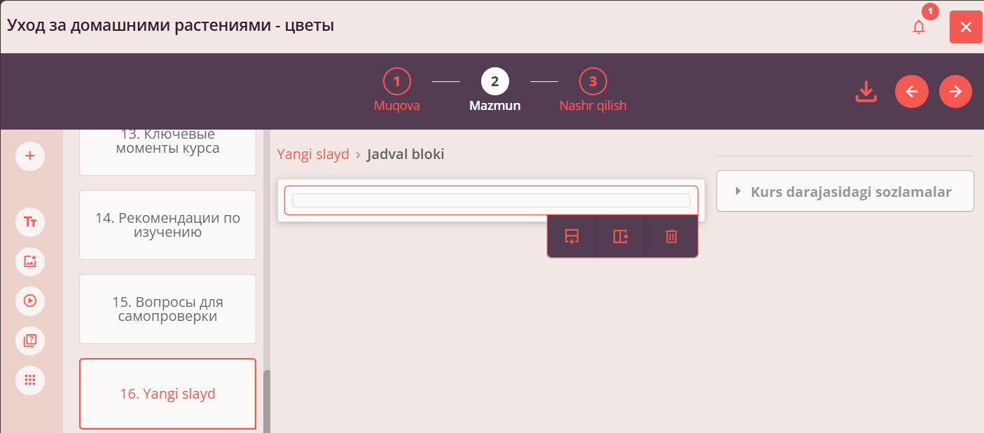 Jadvalni tahrirlash