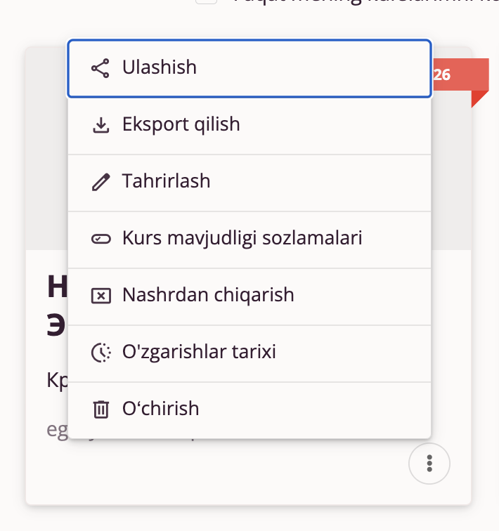 Nashr etilgan kurs bilan amallar