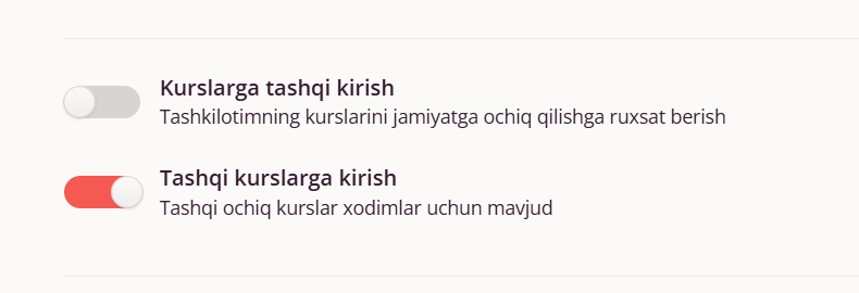 Tashkilot xususiyatlari — kurslarga kirish